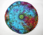 CRAFT KALA 32" Round Large Round Bohemian Floor Pillow Pouf Cover Mandala Meditation Room Pillow Cover for Adults Boho Seating Poufs Cushion Cover for Kids Playroom Multi Zodiac