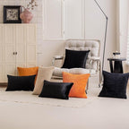 Home Brilliant Striped Corduroy Pillow Covers for Bed Set of 2 Supersoft Velvet Square Fall Decorative Pillow Cases, 18 x 18 inch, Black
