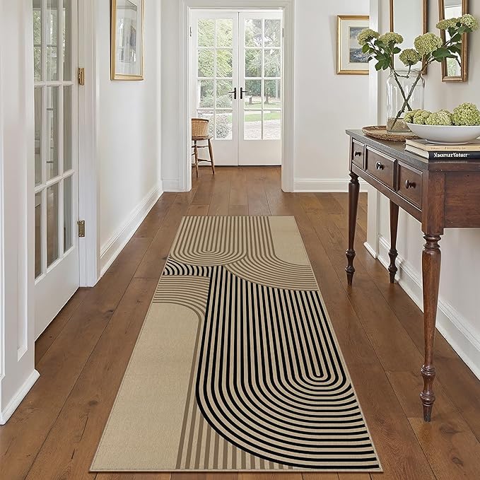 Modern Rainbow Hallway Runner Rug 2x6 Easy Jute Washable Rugs for Entryway Kitchen Farmhouse Indoor Outdoor Carpet Non Slip Runner for Porch Bedroom Laundry Front Door