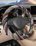 SEG Direct Boho Steering Wheel Cover with Baja Blanket Cloth, Ethnic Style Auto Wheel Cover Made of Coarse Flax, Fits 14 1/2-15 1/4 inches Car Wheel
