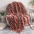 NTBAY Acrylic Knitted Throw Blanket, Lightweight and Soft Cozy Decorative Woven Blanket with Tassels for Travel, Couch, Bed, Sofa, 51x67 Inches, Red and White Striped