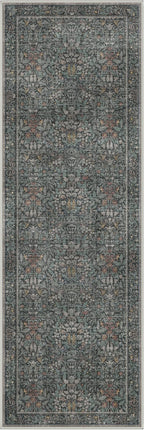 GENIMO 2x7 Runner Rug Non Slip Washable, Vintage Floral Kitchen Runner Rug, Low Pile Lightweight Hallway Runner for Laundry Room, Bathroom, Bedroom, Charccoal Green