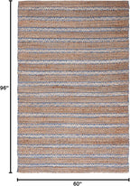 SAFAVIEH Natural Fiber Collection Area Rug - 5' x 8', Blue & Natural, Handmade Flat Weave Stripe Jute & Cotton Jute, Ideal for High Traffic Areas in Living Room, Bedroom (NFB655M)