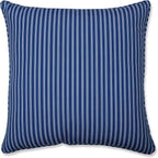 Pillow Perfect Stripe Indoor/Outdoor Accent Throw Pillow, Plush Fill, Weather, and Fade Resistant, Floor - 25" x 25", Blue/White Resprt Stripe, 1 Count