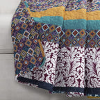 Lush Decor Boho Stripe Reversible Cotton Throw Blanket, 50" W x 60" L, Plum & Yellow - Striped Throw Blankets for Bed - Couch Blanket - Boho Throw Blanket for Couch