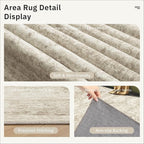 4x10 Wide Hallway Runner Rug: Washable Soft Rug Runners for Living Room Bedroom Ktichen, Stain Resistant Low Pile Area Rugs Non Slip Floor Carpet (Beige, 4x10)