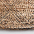 SAFAVIEH Natural Fiber Collection 6' Round Natural/Black NFB552A Natural Jute Entryway Foyer Living Room Area Rug