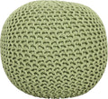 REDEARTH · Round Pouf Foot Stool Ottoman - Cotton Knitted Cord Boho Pouffe - Cable Poof Filled Footrest Stuffed for Living Room - Nursery - Bedroom - Patio - Lounge (19.5"x19.5"x14") - Kiwi