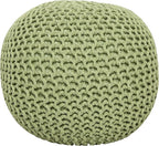 REDEARTH · Round Pouf Foot Stool Ottoman - Cotton Knitted Cord Boho Pouffe - Cable Poof Filled Footrest Stuffed for Living Room - Nursery - Bedroom - Patio - Lounge (19.5"x19.5"x14") - Kiwi