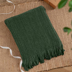 BATTILO HOME Dark Green Throw Blanket for Couch, Soft Chenille Knit Throws with Tassels for Home Decor, Christmas Green Throws for Bed Couch Cover, 60"x80"