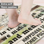weesire Kitchen Mats for Floor Anti Fatigue Mats for Kitchen Floor Kitchen Rugs Farmhouse Style Memory Foam Kitchen Mat Cushioned PVC Leather Kitchen Rug Set, 17.3x28+17.3x47 inchs