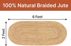 MDS Pack of 1 Handwoven Braided Jute Area Rug 2x6 feet Oval - 100% Natural Burlap Reversible Accent Rugs for Home Decor, Living Room, Doormat, Kitchen, Entryway Rug, Rustic, Farmhouse (2'x6')