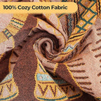 Boho Throw Blanket for Bed with Tassels,100% Cotton Ultra Soft and Cozy Large Blanket Elephant Printed Farmhouse Decor Bed Blankets,90"×98" All Season Rustic Throw for Sofa Couch Chair-Brown