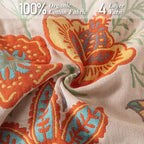 Boho Throw Blanket for Bed-100% Cotton Soft Breathable Farmhouse Decor Boho Quilt for Sofa (Boho Flowers, 60"x80")