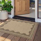 Scalloped Easy Jute Entryway Rug 2x3 Indoor Outdoor Front Door Mat Washable Non Slip Farmhouse Neutral Low Pile Small Rug for Entryway Proch Kitchen