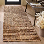 SAFAVIEH Natural Fiber Collection Runner Rug - 2' x 20', Natural Brown, Handmade Jute, Farmhouse Style, Chunky Textured Thick Pile (NF447A)