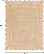 Wave Scalloped Natural Jute Runner - Boho Jute Entryway Scallop Rug, Light Pink (5'x7')