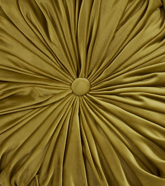 SARO LIFESTYLE Round Velvet Pintucked Poly Filled Throw Pillow (Set of 2)