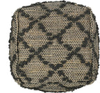 GDFStudio Boho Handmade Fabric Cube Pouf Ottoman Foot Stool - Bean Bag Floor Chair - Foot Rest Couch for Living Room Bedroom,Charcoal,16"" x 16"" x 16"", Cimarro,charcoal, 313838N