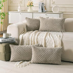 Set of 4 Taupe Decorative Throw Pillow Covers 12x20 Inch Corduroy Pillow Covers for Bed Couch Sofa Living Room Soft Cushion Cases