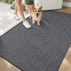 LUMI Ultra Thin Indoor Door Mat for Entrance 48"x72", Non Slip Entryway Mat, Low Profile Doormat, Unique Herringbone Design Carpet for Inside, Patio, Porch, Dark Gray