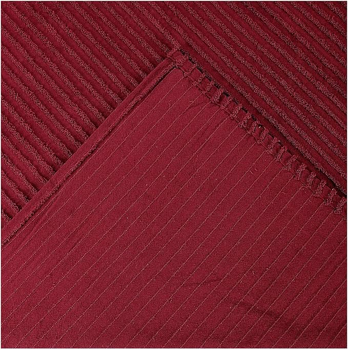 Better Trends Jullian Collection is Super Soft and Light Weight in Bold Stripes Design 100% Cotton Tufted Unique Luxurious Machine Washable Tumble Dry, Euro Sham, Burgundy