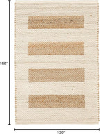 Dash and Albert Milo Jute & Cotton Area Rug - 9.5 X 13.5 Ivory Stripe Handwoven Accent Rug - Durable, Low Pile, Guest Room, Home Office, Dining Room - Premium Luxury Hotel Quality Soft Breathable