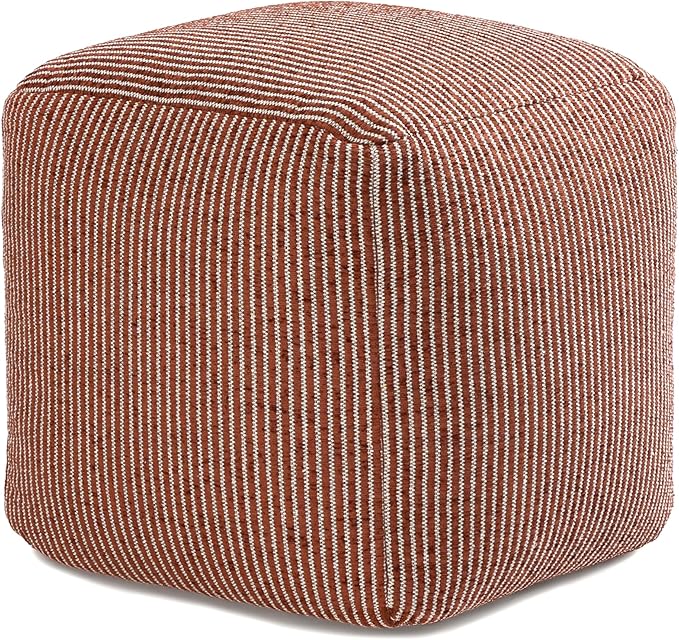 Anji Mountain Pouf Ottoman Foot Rest, Handmade Ottoman Pouf, Comfortable Foot Stool, Decorative Floor Seating for Living Room Decor, Bedroom & Home Décor Accent - Teak