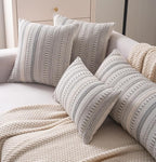 Boho Lumbar Pillow Covers 14x36 Long, Farmhouse Decorative Couch Pillow Cases, Grey Accent Pillows of Bed, Sofa Bedroom Living Room Home Decor Cushion Cover, Pack of 1