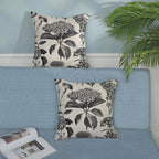 Black Pillow Covers 16x16 Set of 2 Vintage Boho Floral Hydrangea Herbs Botanical Throw Pillow Cover Outdoor Flower Decoration Pillowcase Linen Farmhouse Cushion Case Decorative for Couch Sofa