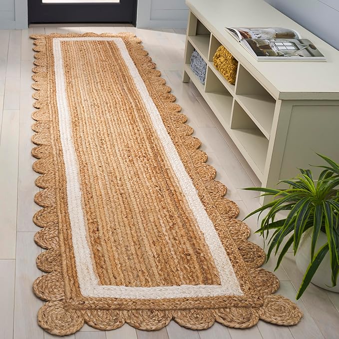 SAFAVIEH Natural Fiber Collection Runner Rug - 2'3" x 9', Natural & Ivory, Rustic Farmhouse Style, Handmade Jute, Ideal for The Living Room, Bedroom, Dining Room (NF896A-29)
