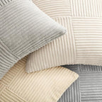 Topfinel Neutral Throw Pillow Covers for Couch,Boho Cozy Soft Cushion Covers Set of 4 with Corduroy,Nordic Accent Pillowcases for Sofa,Bed,Living Room Home Decor 18×18 Inch (Cream,White)