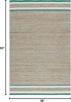 SAFAVIEH Natural Fiber Collection Accent Rug - 3' x 5', Natural & Green, Handmade Farmhouse Boho Coastal Rustic Jute, Ideal for High Traffic Areas in Entryway, Living Room, Bedroom (NF874Y)