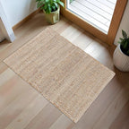 · REDEARTH · Jute Cotton Area Rug - 2'x3' Rectangular Rug, Sustainable Handwoven, Non-Shedding, Soft & Durable – Reversible, Neutral Tones for Home Décor in Living Room, Dining Room, Bedroom, Set of 2
