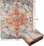 Orange Blue Boho Blanket Soft Flannel Lightweight Rust Teal Bohemian Throw Blanket Cozy Warm Vintage Aztec Carpet Blankets All Seasons Living Room Decor for Couch Chair Bed Sofa Office 60x80 inch