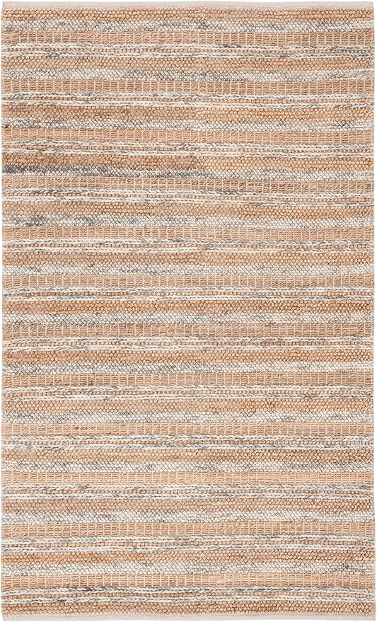 SAFAVIEH Natura Collection Area Rug - 5' x 8', Natural & Brown, Rustic Farmhouse Design, Handmade Wool & Jute, Ideal for The Living Room, Bedroom, Dining Room (NAT501T-5)