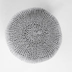 Handcrafted Knitted Cotton Round Pouf - 20x20, Modern Design, Soft and Comfortable, No Assembly, Home Decor, Knit Ottoman, Boho Floor Pouf for Living (Gray)