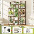 EnHomee Plant Stand Indoor Tall Plant Stand Outdoor Large Wood Plants Shelf with 10-12 Pots for Patio, Living Room, Garden, Balcony, 34.2 Wx47.6 Hx11.78 D