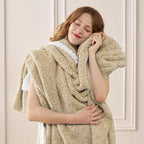 Joiedomi Throw Blanket for Couch Bed, Light Camel Knitted Blankets Gifts for Women Mom Girls, Cozy Cute Soft Throw Home Room Decor Aesthetic for Women Mothers Birthday Gifts 50x70 Inches