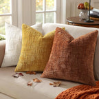 decorUhome Rust Chenille Throw Pillow Covers 18x18 Set of 2 Textured Soft Cozy Slubby Couch Pillow Covers Modern Farmhouse Boho Decorative Pillow Cases for Bed Sofa Living Room