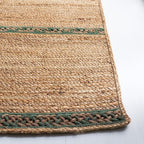 SAFAVIEH Natural Fiber Collection Accent Rug - 3' x 5', Natural & Green, Handmade Stripe Boho Farmhouse Rustic Braided Jute, Ideal for High Traffic Areas in Entryway, Living Room, Bedroom (NFB262Y)