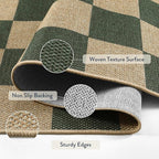Lahome Colette Checkered Outdoor Runner Rug, 2x8 Green Kitchen Runner Rugs for Non Skid Washable Entryway Carpet, Checkerboard Non Slip Non Shedding Carpet for Bedroom