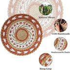 Woven Wall Basket Decor -Woven Bowls Trays Hanging Baskets Indoor Bowls For Home Wall Art.Rustic Durable Structured Boho Decorations. Different Combined Solo Gift Products