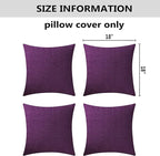Home Brilliant Purple Pillow Covers Decorative Lined Linen Square Pillow Cases Throw Pillows for Couch Sofa Bed, Set of 4, 18 inch