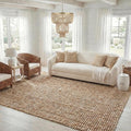 SAFAVIEH Area Rug 8x10 - Natural Fiber Collection - Large - Natural & Ivory, Handmade Chunky Textured Jute, Thick (NF447N)