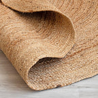 HOMEMONDE Handwoven Round Jute Rug - 3 feet Natural Yarn Loom Braided Rug Eco-Friendly Boho Farmhouse Reversible Design for Bedroom, Living Room, and Kitchen