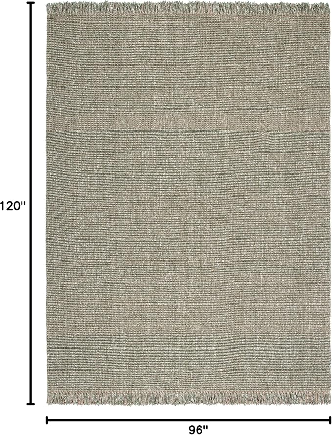 SAFAVIEH Area Rug 8x10 - Natural Fiber Collection - Large - Green & Natural, Handmade Woven Jute, Fringe Detail, Ideal for Living Room, Bedroom, Dining Space (NF826Y)