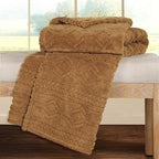 Superior Fleece Boho Jacquard Blanket, Decorative Blankets for Bedroom, Sofa, Fuzzy, Plush, Fluffy, Soft, Cute Room Decor, Beautiful Cover, Comfort Essentials, Arctic Collection, Throw XL, Camel