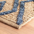 Dash & Albert Marco Navy Jute Soumak Handwoven Rug, 5 X 8 Feet, Blue Geometric Pattern