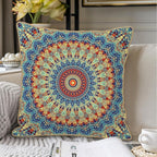 KSLIDS Boho Mandala Floral Soft Velvet Throw Pillow Covers Set of 2 Navy Blue Orange Flower Decorative Pillow Covers 20x20 Inch Abstract Retro Pillow Case for Sofa Couch Outdoor Modern Home Decor